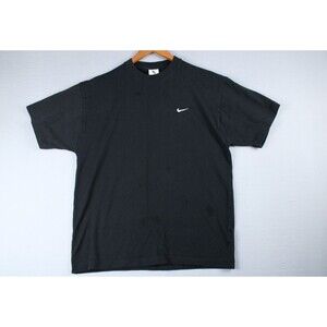 Nike Shirt Mens Medium Black Logo Embroidered Swoosh 100% Cotton Regular Fit